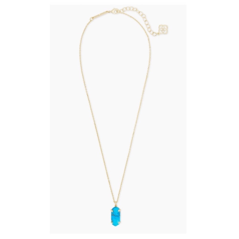 NEW✨ Kendra Scott Harrison Gold Pendant Necklace in Turquoise Blue Howlite